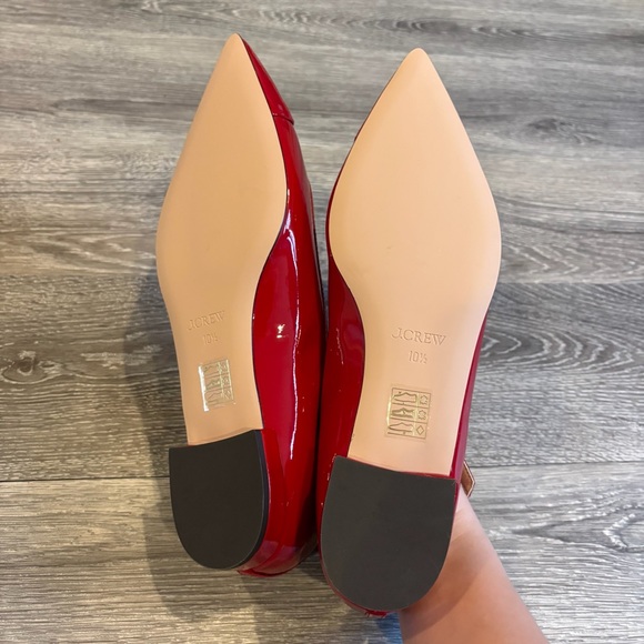 J.Crew Red Patent Leather Pointed Toe Mary Jane Ballet Flats Sz 10.5 EUC - Picture 6 of 10